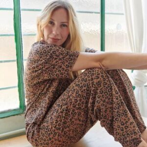Pyjama Long Coton BIO - Léopard Marron