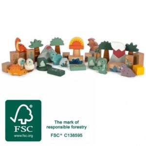 Blocs de construction en bois « Dino » 100% FSC | Motricité | Jouets en bois