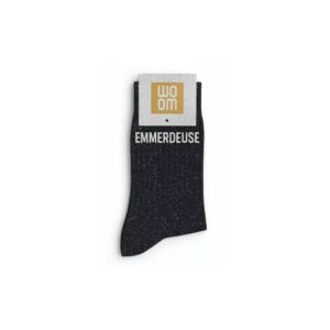 Chaussettes à Paillettes "Emmerdeuse" Noir - Taille 36-40
