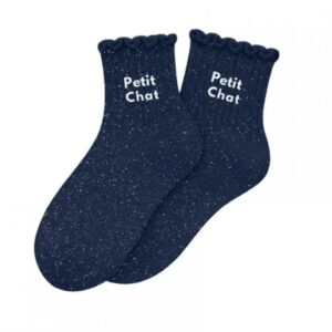 Chaussettes à Paillettes Enfant "Petit Chat" Marine - Taille 3-6 ans
