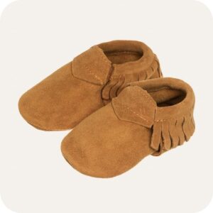 Chaussons bébé cuir souple – Lait et Miel "Suede camel"