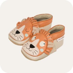 Chaussons bébé cuir souple – Lait et Miel "Lionceau"