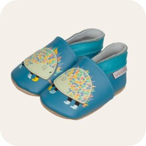 Chaussons bébé cuir souple – Lait et Miel "Herissons"