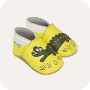 Chaussons bébé cuir souple – Lait et Miel "Croco"