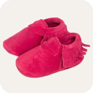 Chaussons bébé cuir souple – Lait et Miel "Suede fuscia"
