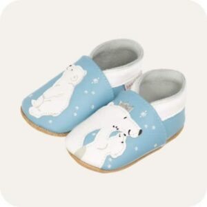 Chaussons bébé cuir souple – Lait et Miel "Famille ours"