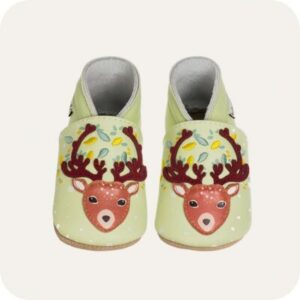 Chaussons bébé cuir souple – Lait et Miel "Renne"