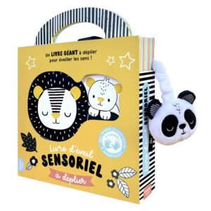 LIVRE D'ÉVEIL SENSORIEL À DÉPLIER EN NOIR ET BLANC