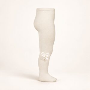 Collants coton avec noeud latéral "Couleur Lin"