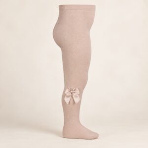 Collants coton avec noeud latéral "Vieux rose"