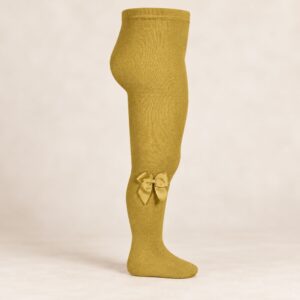 Collants coton avec noeud latéral "Moutarde"